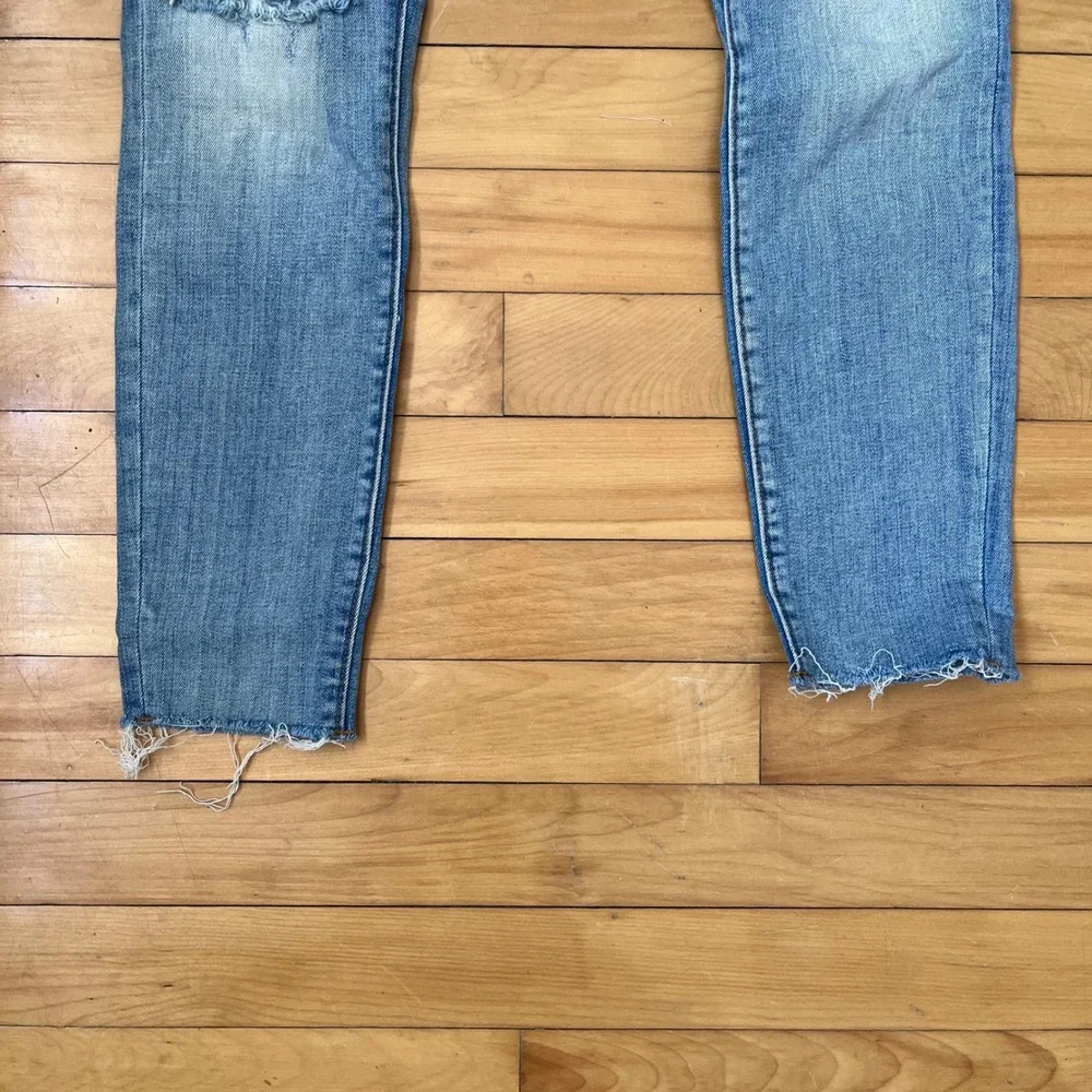 True Religion Halle Mid Rise Super Skinny Distressed Jeans Light Wash Blue 26 - Picture 2 of 11